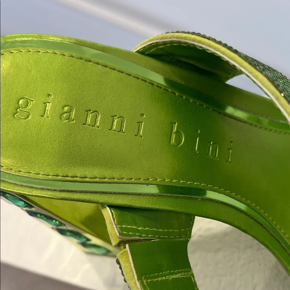 Gianni Bini Lime Green Embellished Heels - Picture 5 of 7